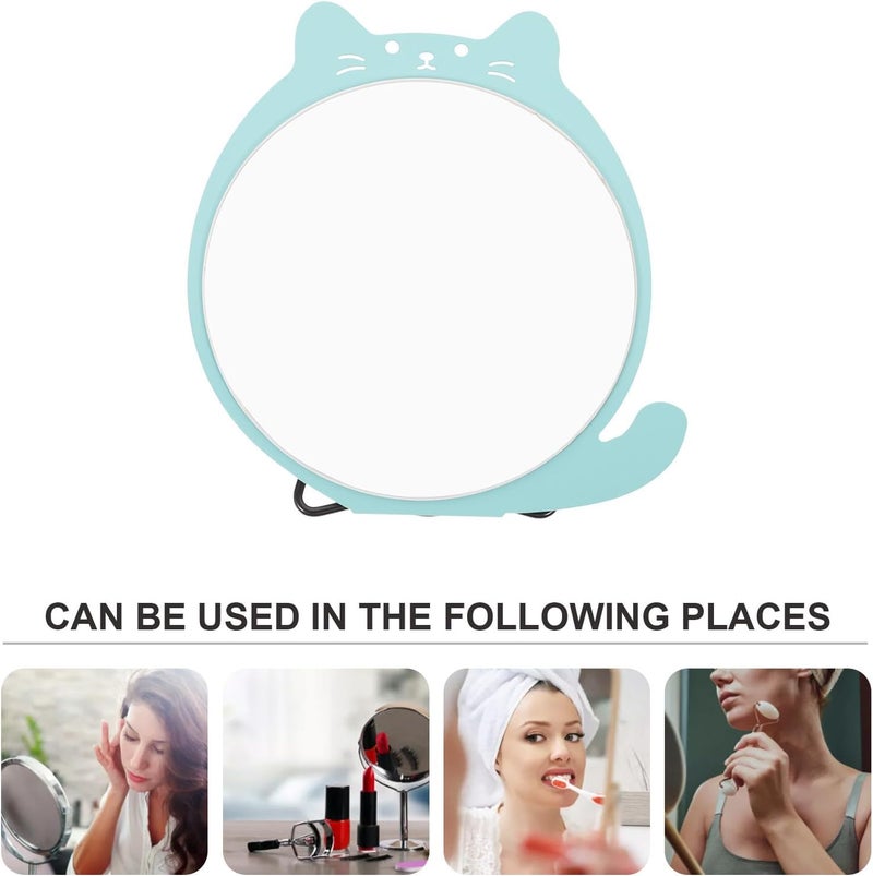 Folding Hanging Wall Mirror with Tabletop Stand, Green Irregular Shape Dressing Mirror for Dormitory and Office Use - Image 4