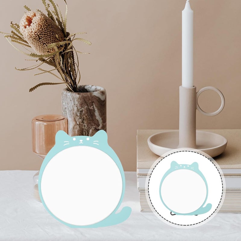 Folding Hanging Wall Mirror with Tabletop Stand, Green Irregular Shape Dressing Mirror for Dormitory and Office Use - Image 5