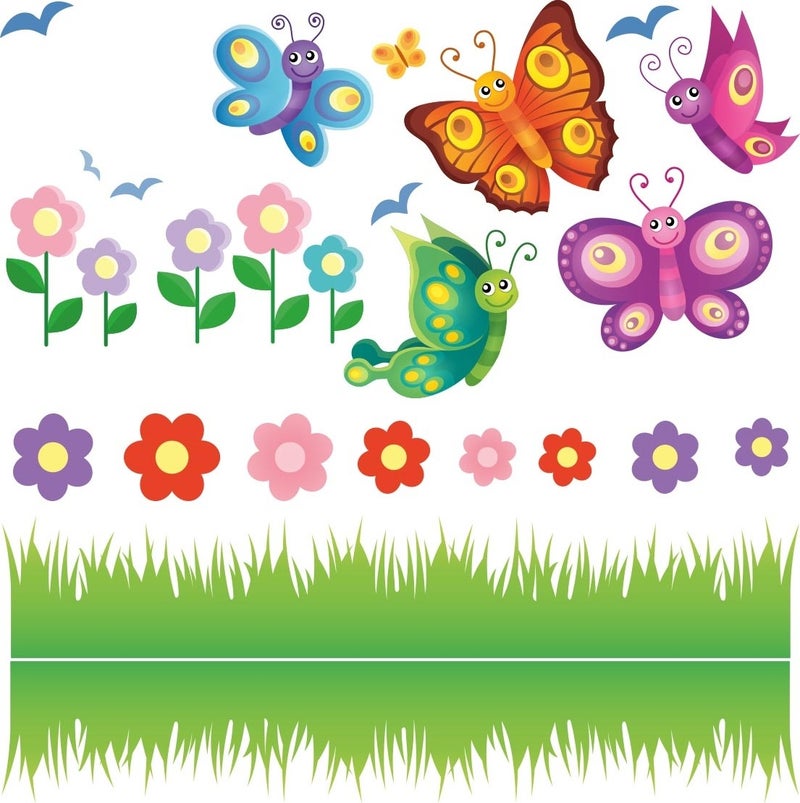 Tilki Dünyası Fox World Butterflies and Nature Concept Baby and Kids Room Wall Sticker  - Image 2