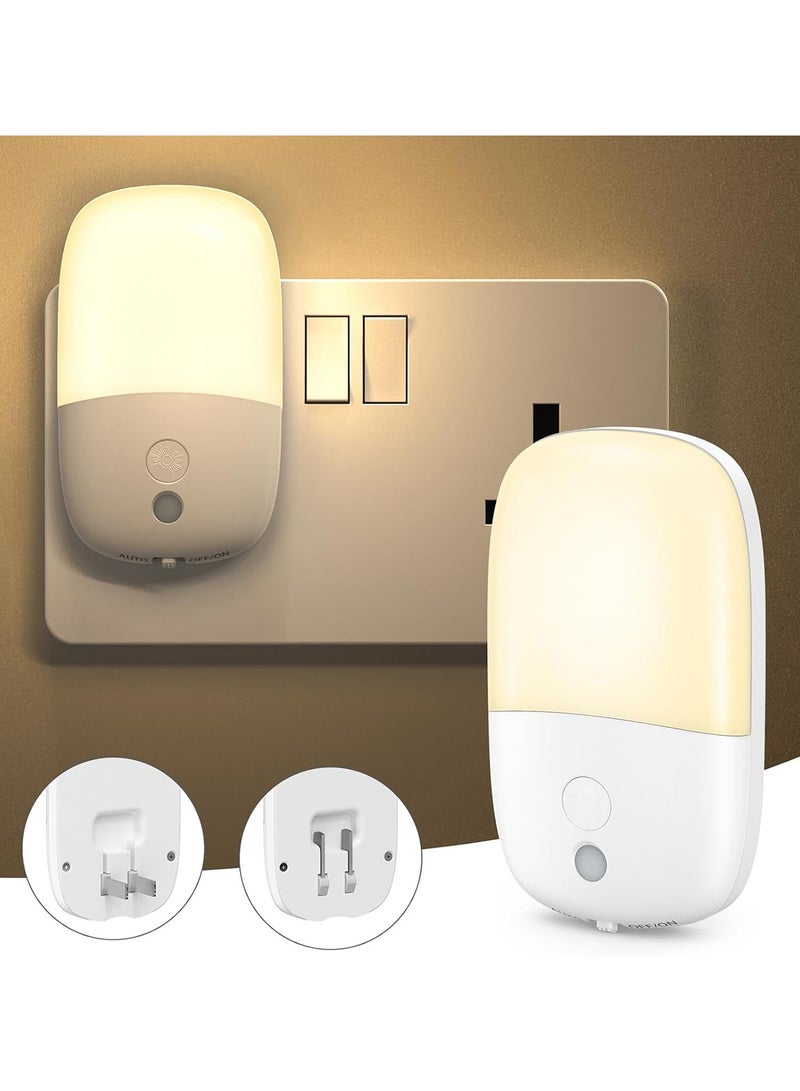 جود تول عبوة من 2 ضوء ليلي, قابس إضاءة ليلية في الحائط, مصباح حائط LED قابل للتعديل السطوع, مع 3 مستويات للسطوع ومستشعر ضوئي كهربائي من الغسق إلى الفجر, لغرف نوم الأطفال والحمام والمطبخ والسلالم - Image 2