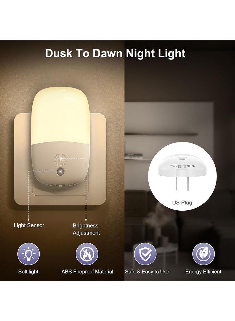 جود تول عبوة من 2 ضوء ليلي, قابس إضاءة ليلية في الحائط, مصباح حائط LED قابل للتعديل السطوع, مع 3 مستويات للسطوع ومستشعر ضوئي كهربائي من الغسق إلى الفجر, لغرف نوم الأطفال والحمام والمطبخ والسلالم - Image 4