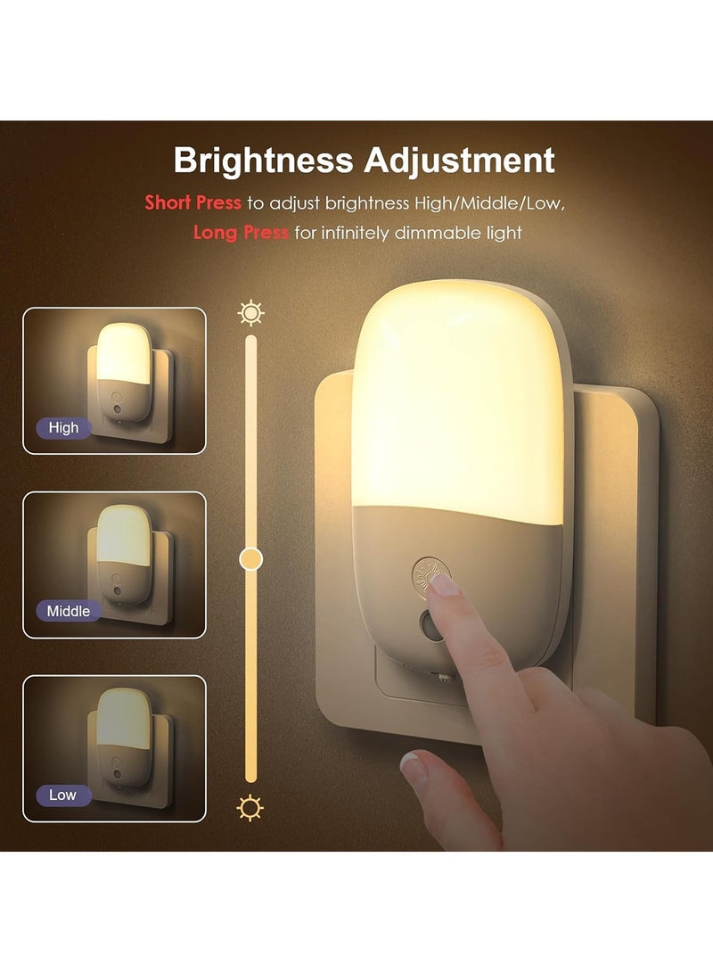جود تول عبوة من 2 ضوء ليلي, قابس إضاءة ليلية في الحائط, مصباح حائط LED قابل للتعديل السطوع, مع 3 مستويات للسطوع ومستشعر ضوئي كهربائي من الغسق إلى الفجر, لغرف نوم الأطفال والحمام والمطبخ والسلالم - Image 3