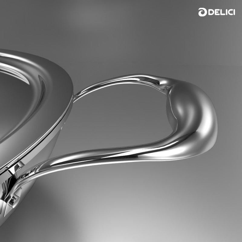 DELICI Stainless Steel Tri Ply Kadai Pan 32cm with Lid – Premium 5L Stainless Steel & Aluminium Cooking Pot for Induction, Gas, and Ceramic Cooktops – Durable, Oven Safe with Flared Rim & Riveted Handle - DTKP32 - Image 5