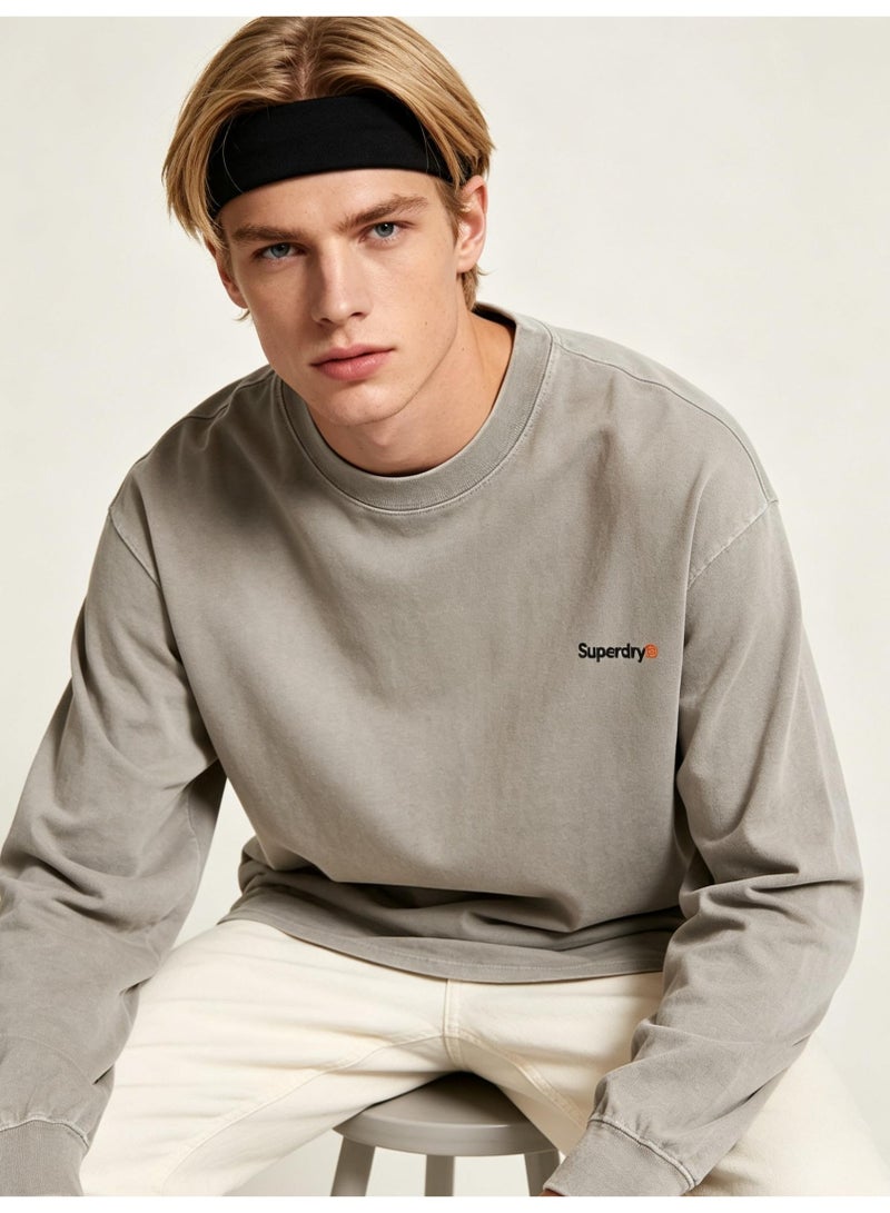 Superdry Men's and women's loose cotton washed long sleeve T-shirts - Image 1