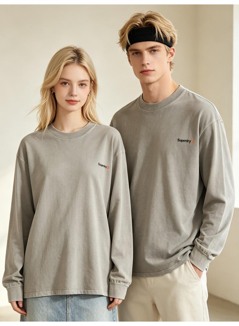 Superdry Men's and women's loose cotton washed long sleeve T-shirts - Image 2