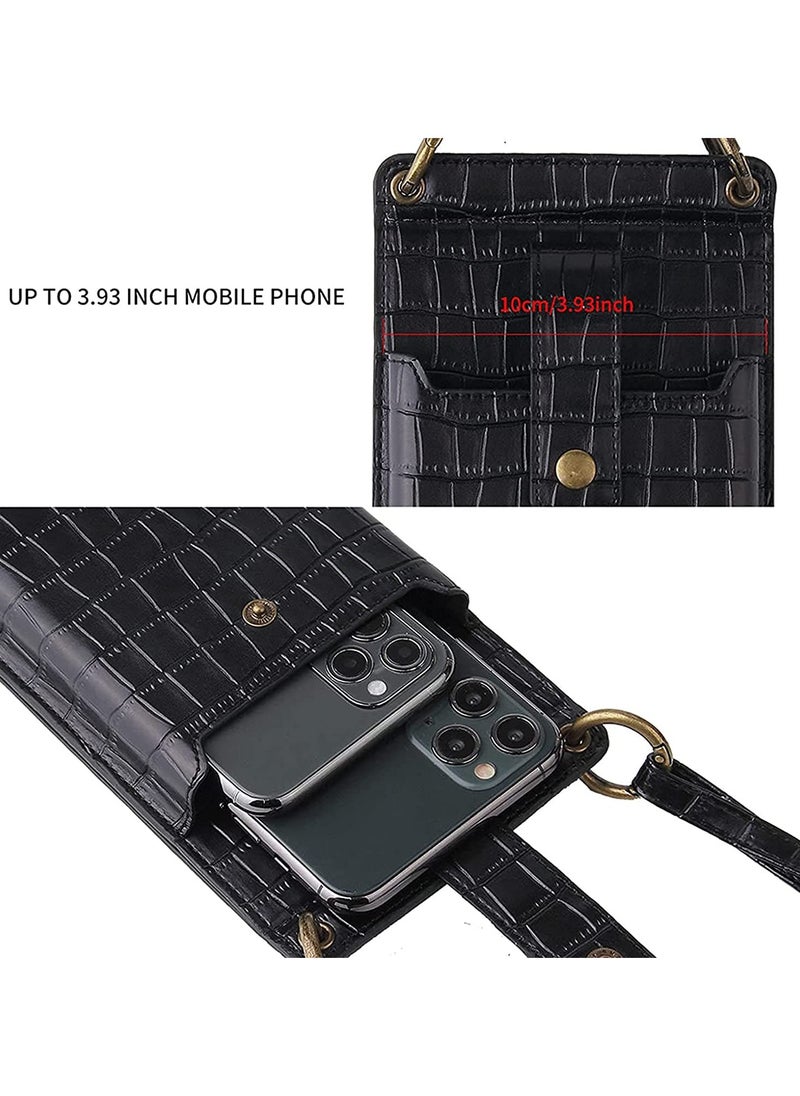 Generic - Crossbody Wallet Case PU Leather Card Holder with Adjustable Lanyard Strap Protective Case Mini Crossbody Bag for Women Girls, Compatible for iPhone 12/12 Pro/11/XR/Xs Phone 6.5 inch (Black) - Image 1