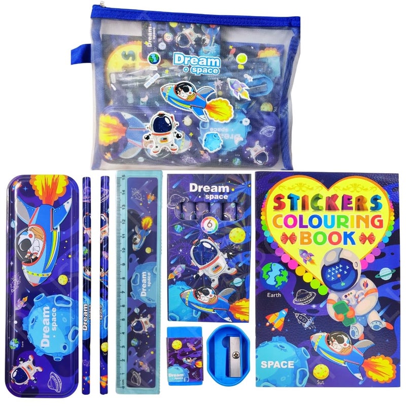 PLUSPOINT مجموعة هدايا القرطاسية لرائد الفضاء للأطفال - عبوة من 9 قطع من مستلزمات القرطاسية للأطفال - هدية مفيدة - مجموعة قرطاسية كرتونية - هدية عيد ميلاد - مستلزمات مدرسية للأولاد والبنات، لون الحبر - متعدد الألوان - Image 1