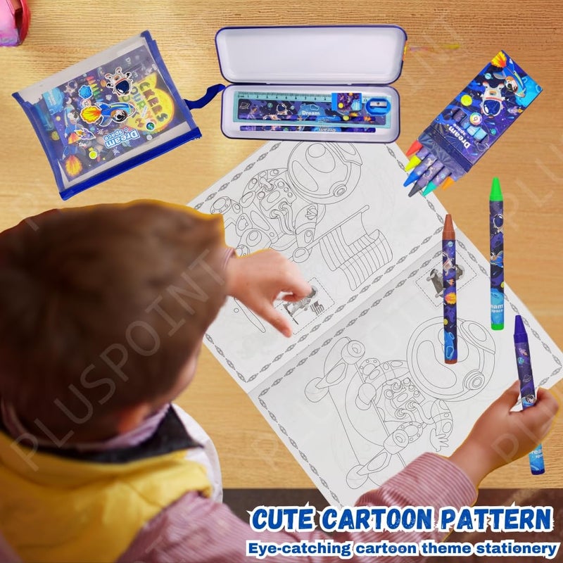 PLUSPOINT مجموعة هدايا القرطاسية لرائد الفضاء للأطفال - عبوة من 9 قطع من مستلزمات القرطاسية للأطفال - هدية مفيدة - مجموعة قرطاسية كرتونية - هدية عيد ميلاد - مستلزمات مدرسية للأولاد والبنات، لون الحبر - متعدد الألوان - Image 5