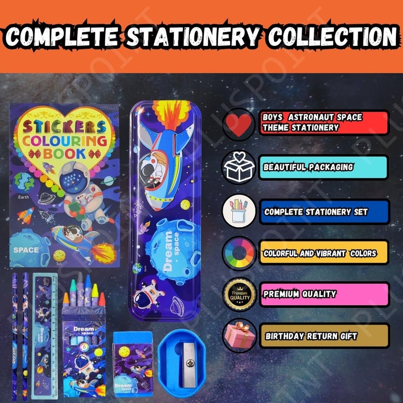 PLUSPOINT مجموعة هدايا القرطاسية لرائد الفضاء للأطفال - عبوة من 9 قطع من مستلزمات القرطاسية للأطفال - هدية مفيدة - مجموعة قرطاسية كرتونية - هدية عيد ميلاد - مستلزمات مدرسية للأولاد والبنات، لون الحبر - متعدد الألوان - Image 4