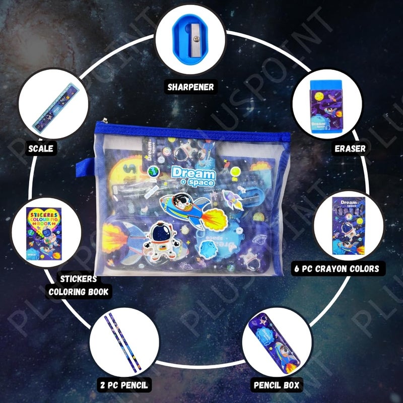 PLUSPOINT مجموعة هدايا القرطاسية لرائد الفضاء للأطفال - عبوة من 9 قطع من مستلزمات القرطاسية للأطفال - هدية مفيدة - مجموعة قرطاسية كرتونية - هدية عيد ميلاد - مستلزمات مدرسية للأولاد والبنات، لون الحبر - متعدد الألوان - Image 2