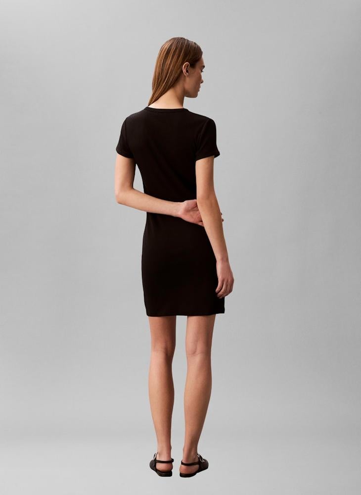 Calvin Klein Jeans Monologo Ribbed Mini T-Shirt Dress - Image 2