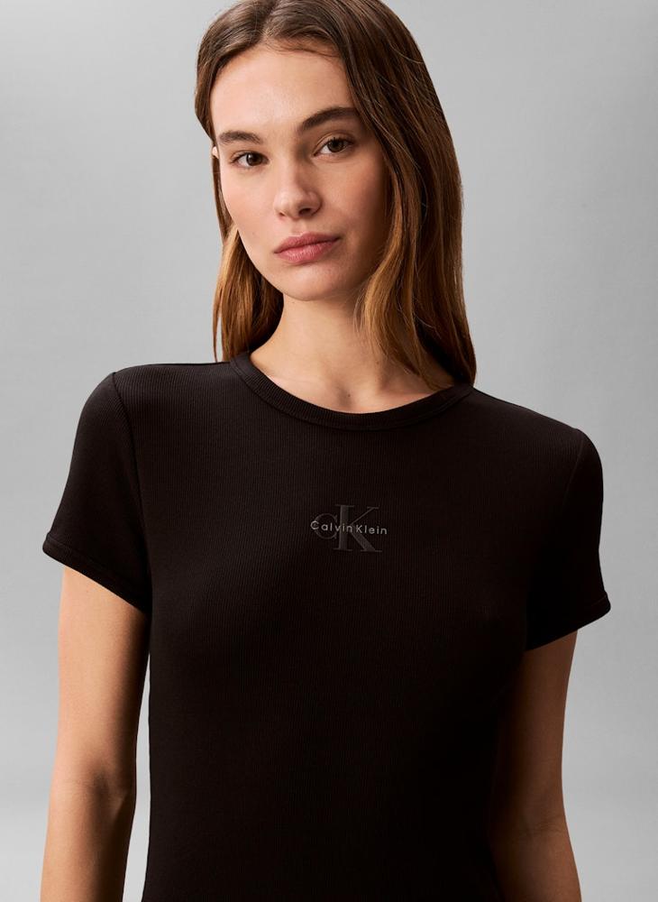 Calvin Klein Jeans Monologo Ribbed Mini T-Shirt Dress - Image 4