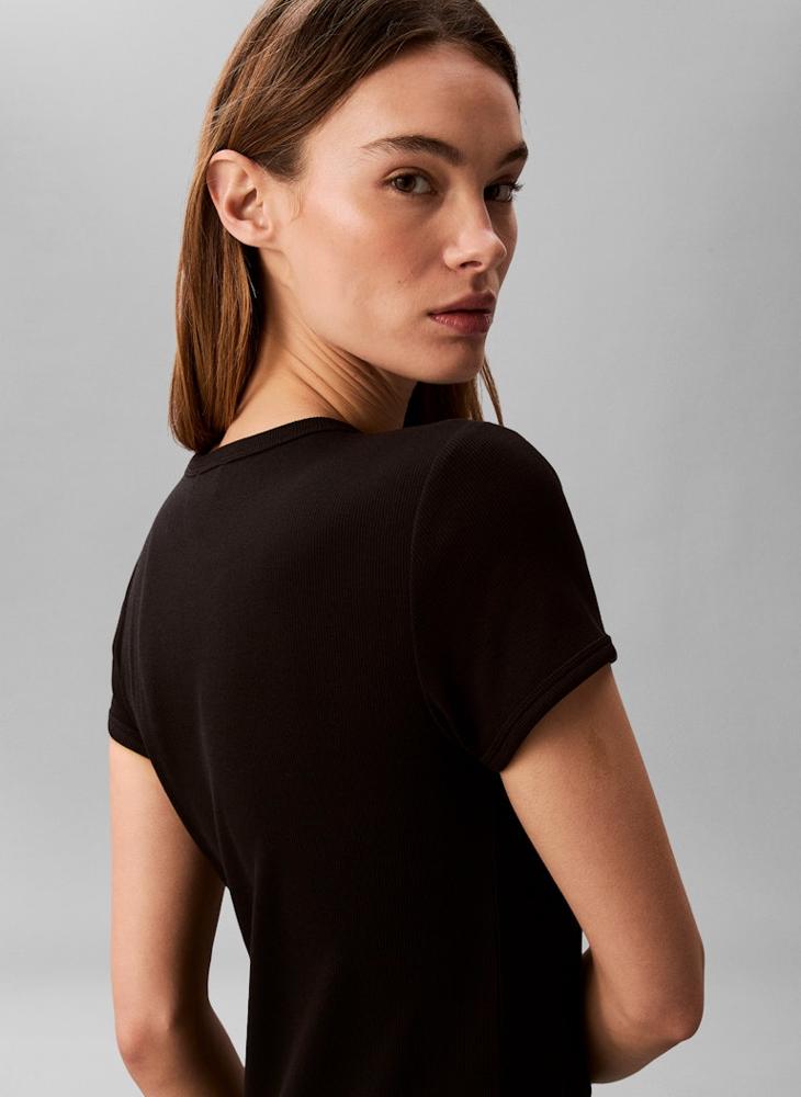 Calvin Klein Jeans Monologo Ribbed Mini T-Shirt Dress - Image 5