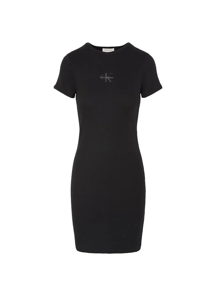 Calvin Klein Jeans  Monologo Baby Rib Mini Dress for Women | Best Price UAE