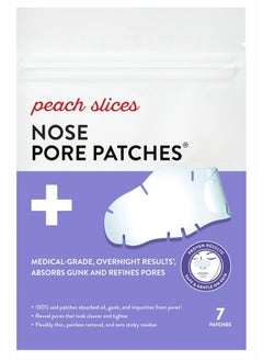 Peach Slices Nose Pore Patches | Medical-Grade Hydrocolloid | Targets Pores & Pimples | Absorbs Oil Overnight | Vegan | Cruelty-Free | Facial Skin Care Products | 7 Ct  - Image 1