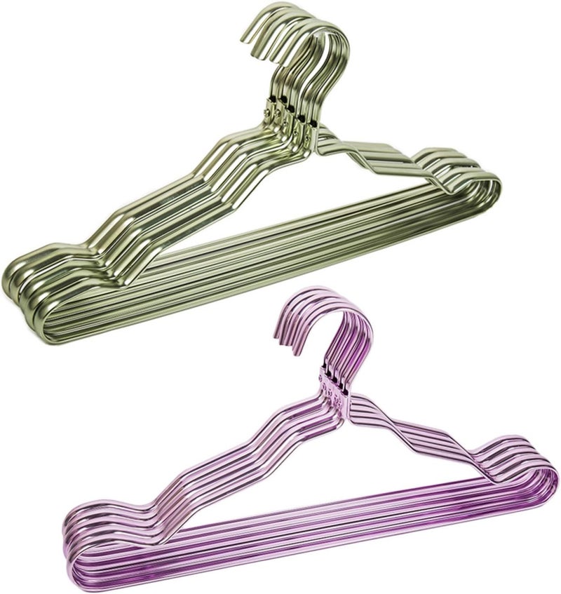 Non-Slip Alloy Coat Hangers Thickened Traceless Clothes Hangers for Home Closet 10pcs Set Sturdy Aluminum Clothes Storage Solution Random Color Random Color - Image 1