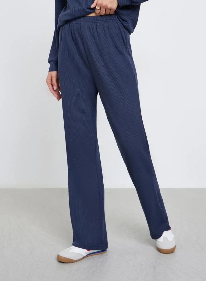 Styli  Dark Blue Waffle Knit Sweatshirt and Joggers Co-ords for Women | Best Price UAE