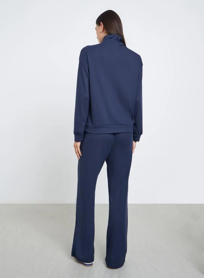 Styli  Dark Blue Waffle Knit Sweatshirt and Joggers Co-ords for Women | Best Price UAE