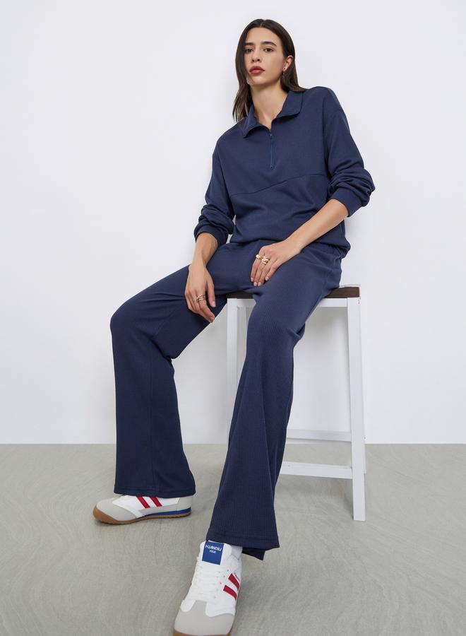 ستايلي طقم سويت شيرت وبنطال رياضي بنسيج وافل - Image 1