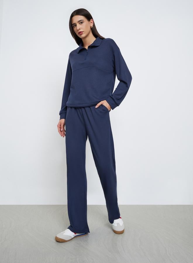 ستايلي طقم سويت شيرت وبنطال رياضي بنسيج وافل - Image 2