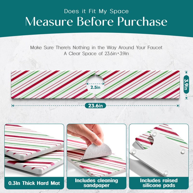 eormoe Stone Faucet Mat for Kitchen Sink, Diatomite Drying Stone Mat for Kitchen Counter, Prevent Moisture â€“ Sink Splash Guard Home Decor (Red/Green, 23.6" x 3.9") - Image 5