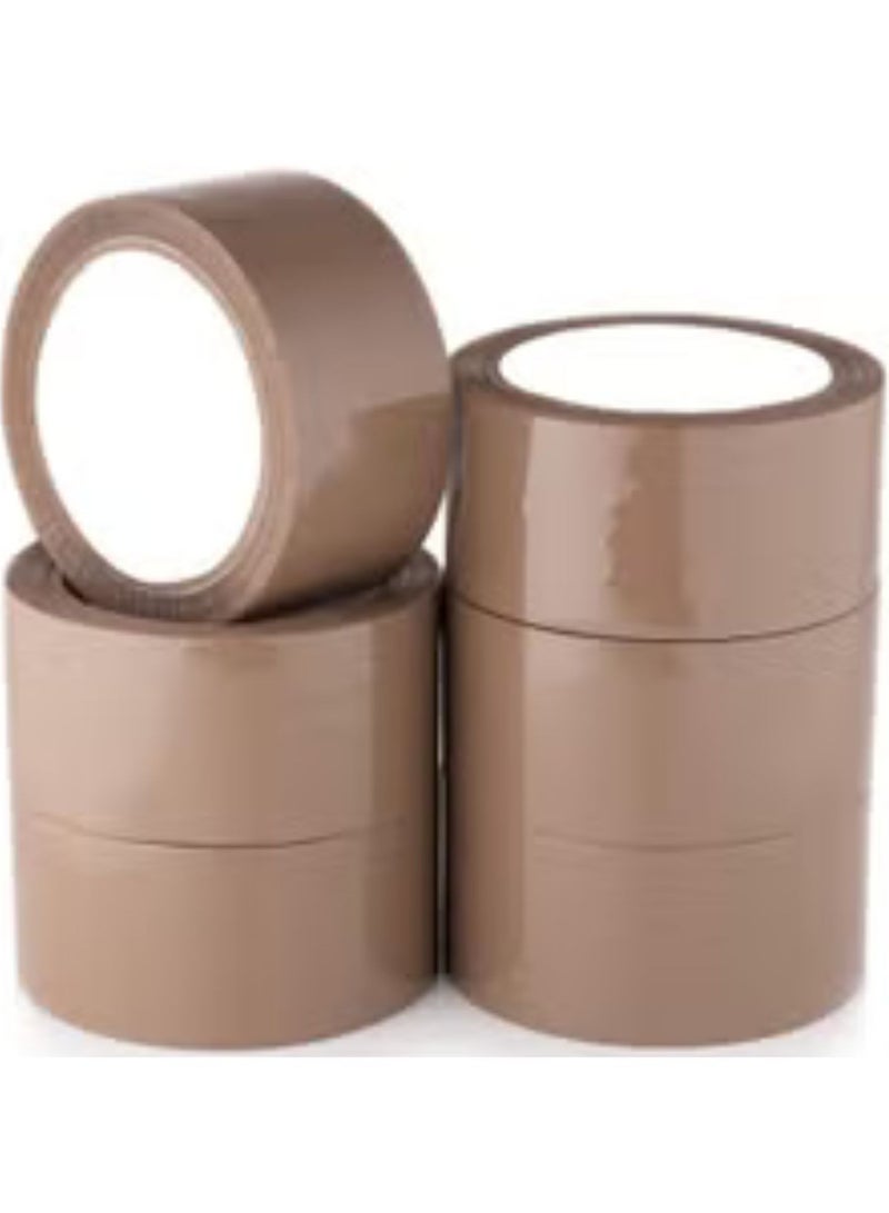 Brown Packaging Tape, 2 inches x 50 yards Strong Heavy Duty Packing Tape for Parcel Boxes, Moving Boxes, Large Postal Bags, Office Use [6 Rolls] - Image 1