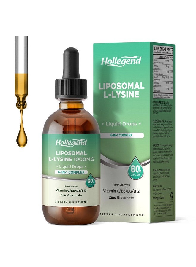 Hollegend Liposomal L-lysine 1000MG Liquid Drops, Lysine Supplement for Women & Kids with Vitamin C, B6, D3, B12 &Zinc Gluconate, Skin & Lip Health, Immune & Collagen Production Support, Lemon Flavor, 2 fl oz - Image 1