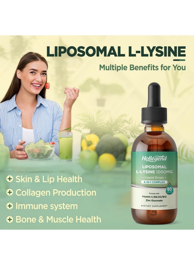 Hollegend Liposomal L-lysine 1000MG Liquid Drops, Lysine Supplement for Women & Kids with Vitamin C, B6, D3, B12 &Zinc Gluconate, Skin & Lip Health, Immune & Collagen Production Support, Lemon Flavor, 2 fl oz - Image 3