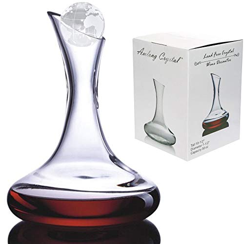 Amlong Crystal Lead-Free Large Wine Decanter, Red Wine Carafe, Wine Gift, Wine Accessories 58 oz (1700ml), with Crystal Globe Stopper - Image 1