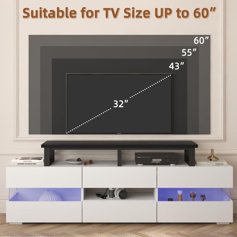 YAOHUOO 45" Large TV Riser for 32-60 inch TV, TV Riser Stand Shelf with Steel Legs, Tabletop TV Stand Riser for Home Office,Black - Image 3