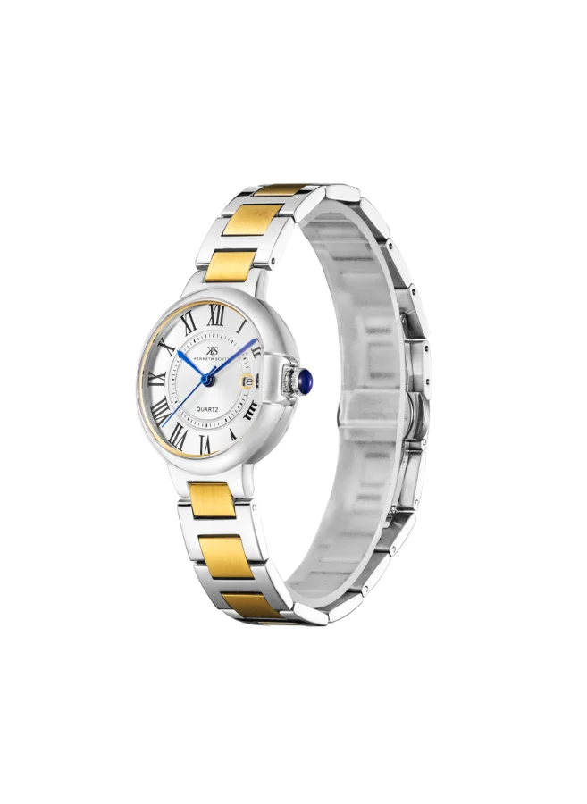 كينيث سكوت Women's Analog Display Watch With Gold Stainless Steel Strap - K23553-TBTW