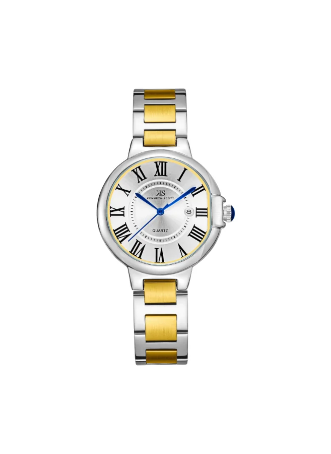 كينيث سكوت Women's Analog Display Watch With Gold Stainless Steel Strap - K23553-TBTW