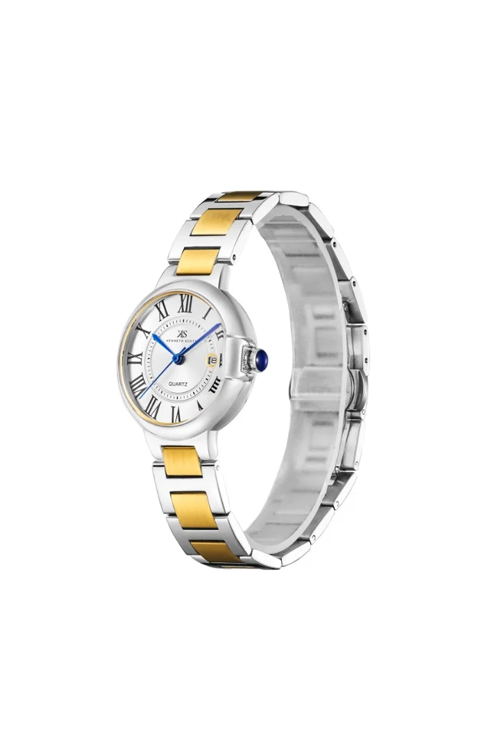 كينيث سكوت Women's Analog Display Watch With Gold Stainless Steel Strap - K23553-TBTW