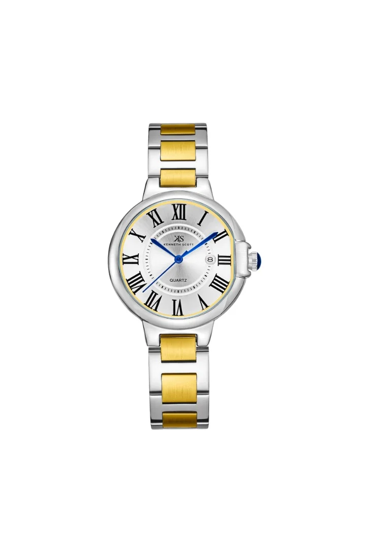 كينيث سكوت Women's Analog Display Watch With Gold Stainless Steel Strap - K23553-TBTW
