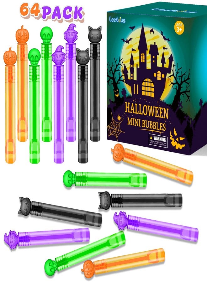 Leetous Halloween Toys Gifts Prizes for Kids Bulk 64 PCS, Mini Bubbles for Toddlers, Bulk Halloween Party Favors Basket Goodie Bag Stuffer Fillers for Pinata Birthday, School Classroom Treats for Students - Image 1