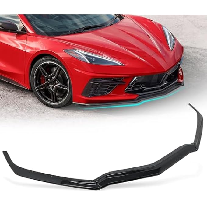 etesan Carbon Flash C8 Front Bumper Lip Splitter Fit for Corvette C8 Stingray Z51 2020-2025 ABS Front Bumper Lip Splitter Replacement Kit OEM #84869770 Protection Splitter Spoiler 3PCS - Image 1