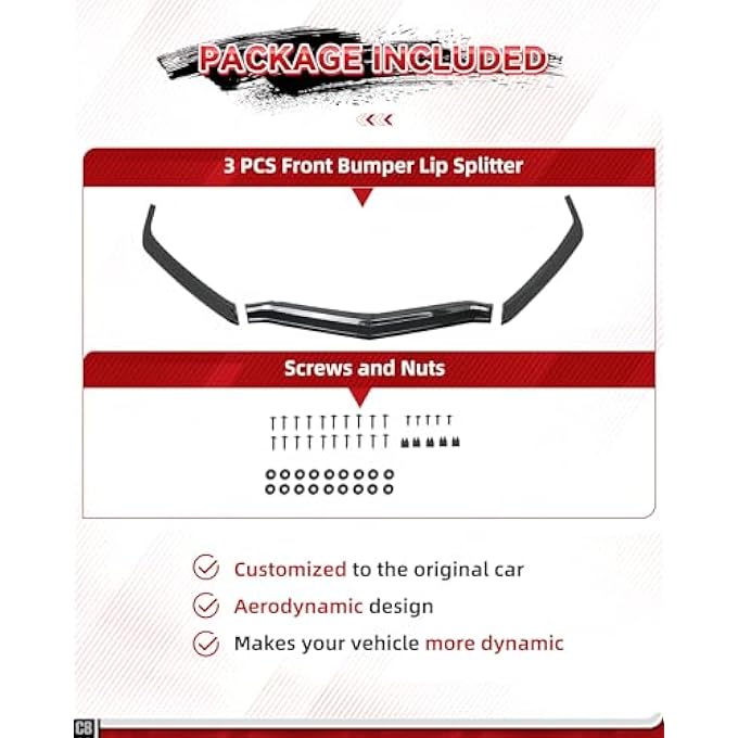 etesan Carbon Flash C8 Front Bumper Lip Splitter Fit for Corvette C8 Stingray Z51 2020-2025 ABS Front Bumper Lip Splitter Replacement Kit OEM #84869770 Protection Splitter Spoiler 3PCS - Image 4