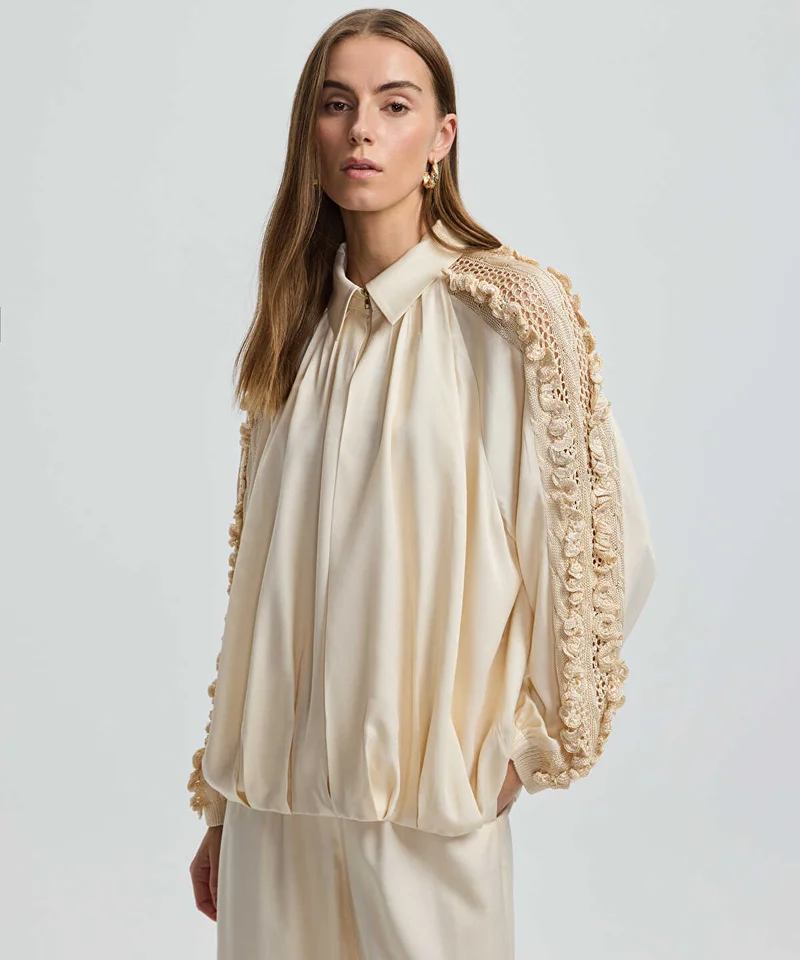 ايبيكيول Mixed Knit Sleeve Jacket