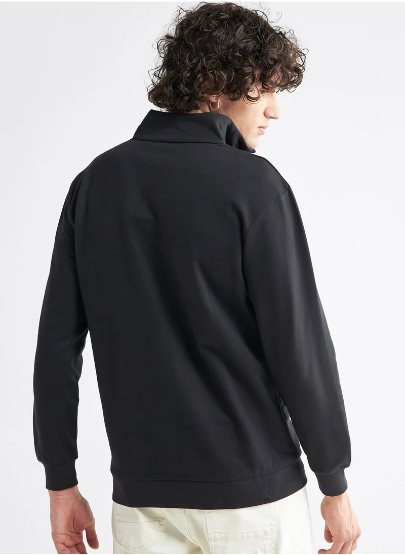 FAV Slogan Zip Through High Neck Sweatshirt