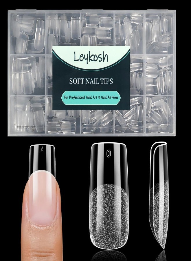 Leykosh Medium Square Nail Tips, 15 Sizes 240 PCS Clear Acrylic Soft Fake Nails Gel Nail Tips, Full Cover Pre-Shaped Matte Long Lasting Press on Nails Extension for DIY Beginners & Salon Manicure - Image 1