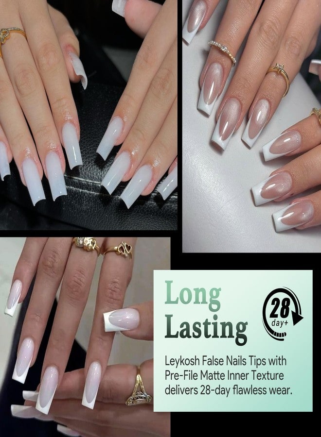 Leykosh Medium Square Nail Tips, 15 Sizes 240 PCS Clear Acrylic Soft Fake Nails Gel Nail Tips, Full Cover Pre-Shaped Matte Long Lasting Press on Nails Extension for DIY Beginners & Salon Manicure - Image 2