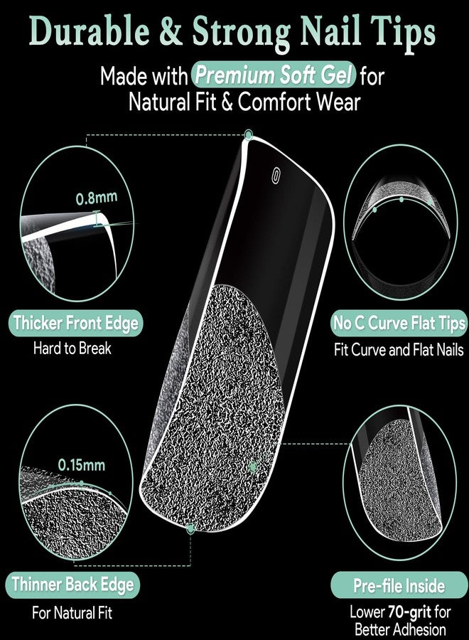 Leykosh Medium Square Nail Tips, 15 Sizes 240 PCS Clear Acrylic Soft Fake Nails Gel Nail Tips, Full Cover Pre-Shaped Matte Long Lasting Press on Nails Extension for DIY Beginners & Salon Manicure - Image 4
