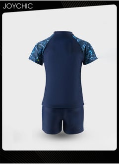 Joychic 2-piece Boys Summer Casual Swimsuits Kids Sun Protection Quick-drying and Breathable Short Sleeved Swimwear Separate Top and Bottom Set  - Image 2