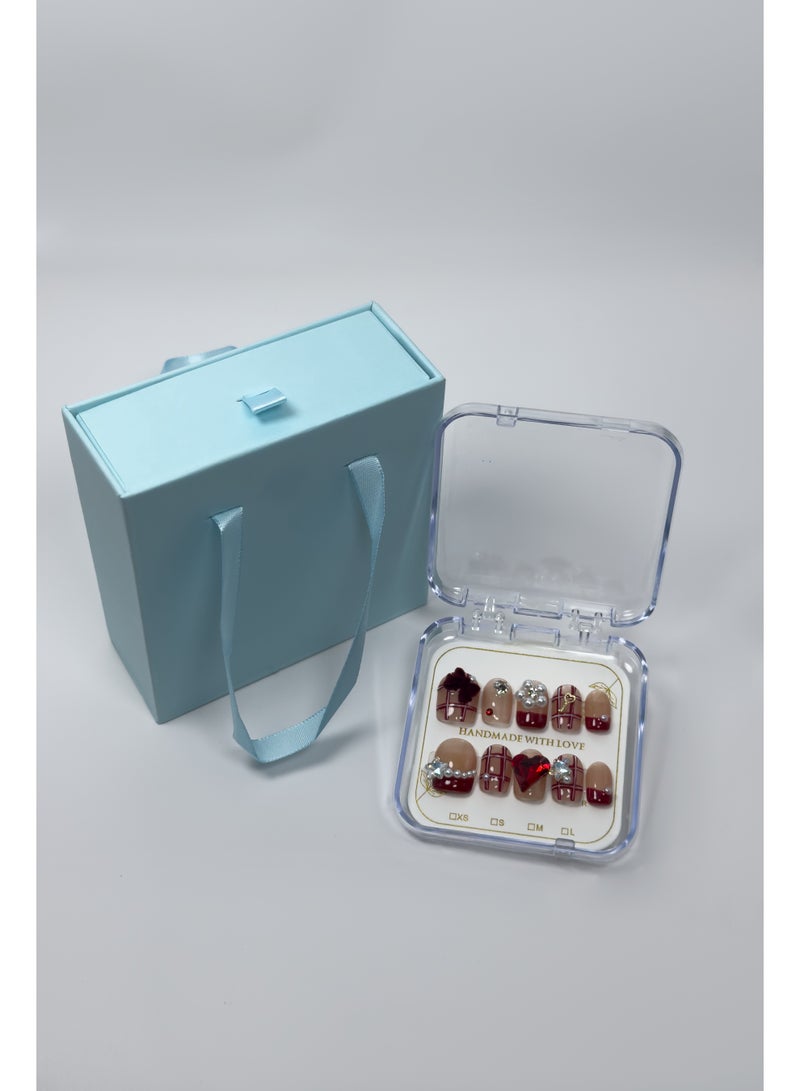 Generic Luxury 3D Press-On Gel Nails | Swarovski Crystals | Instant Wear | Premium Box | M Size  - Image 4