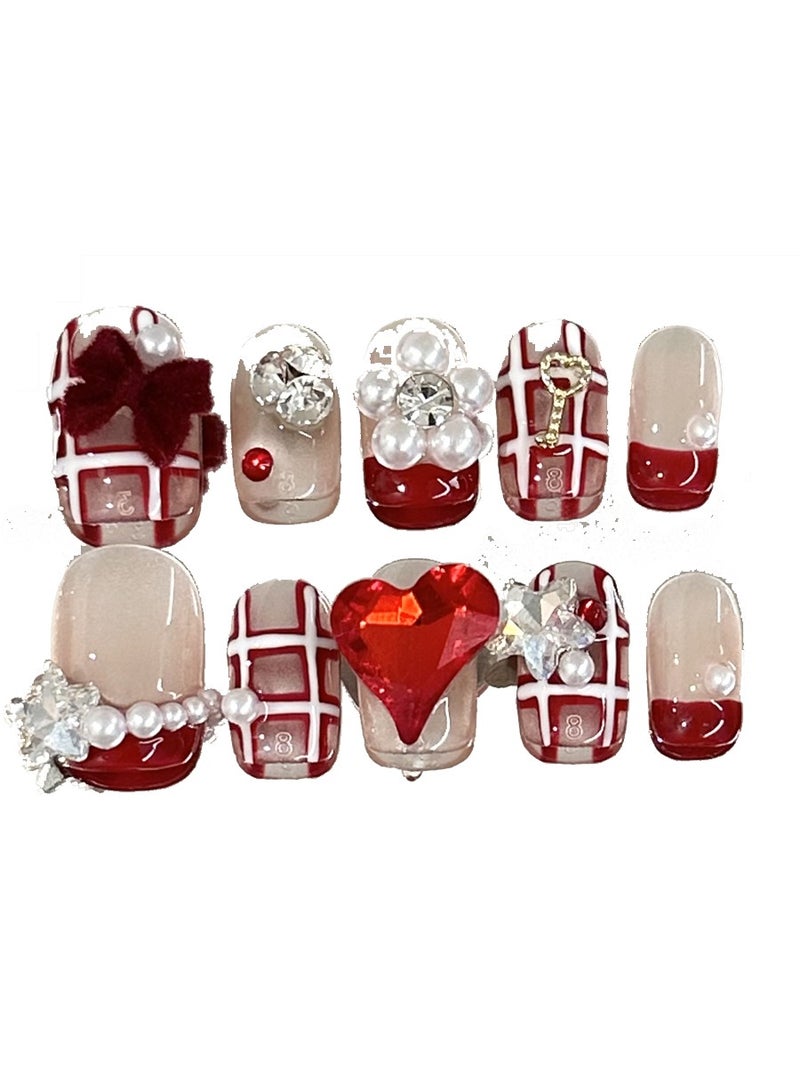 Generic Luxury 3D Press-On Gel Nails | Swarovski Crystals | Instant Wear | Premium Box | M Size  - Image 1