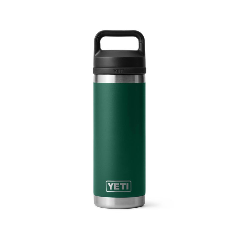 YETI Rambler 18 oz Bottle, Vacuum Insulated, Leakproof, Stainless Steel with Chug Cap, Black Forest Green - Image 1