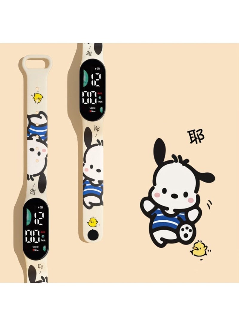 إتش إل تيك ساعة أطفال كرتونية 4 قطع، ساعة لمسة إلكترونية ضوئية LED كرتونية للأطفال المائية-هدية جميلة كرتونية للأطفال-تصميم LED الركوب الإلكتروني للأولاد اليومية المائية - Image 5