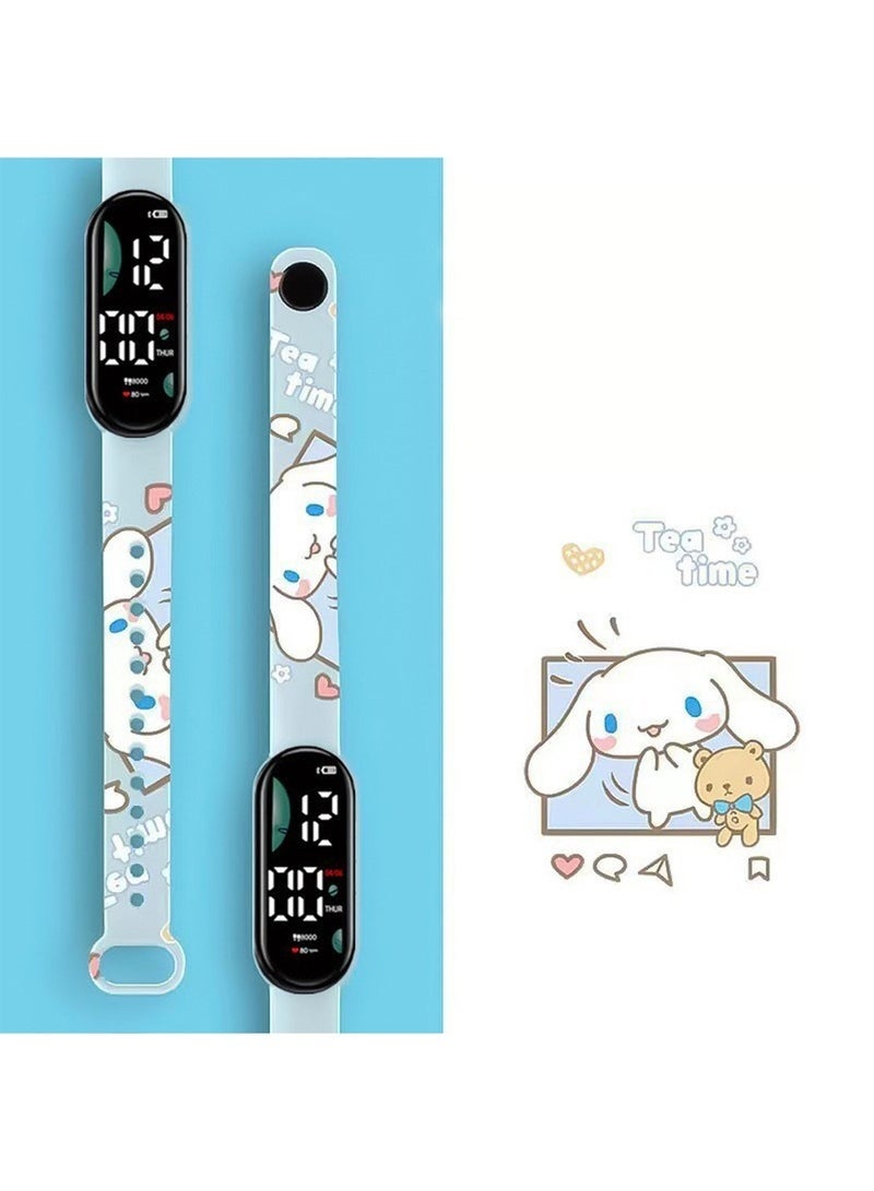 إتش إل تيك ساعة أطفال كرتونية 4 قطع، ساعة لمسة إلكترونية ضوئية LED كرتونية للأطفال المائية-هدية جميلة كرتونية للأطفال-تصميم LED الركوب الإلكتروني للأولاد اليومية المائية - Image 3