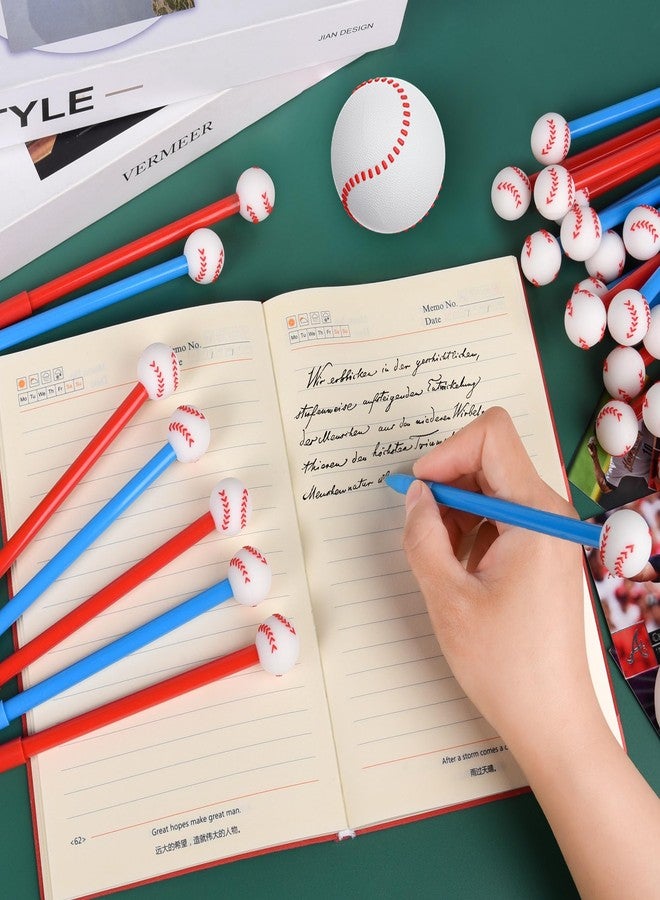 LiYiQ 25 Pcs Baseball Cartoon Cute Fun Pens Kawaii Baseball Shape Gel Black Ink Pen Cute Baseball Pens for Office Home Present - Image 2