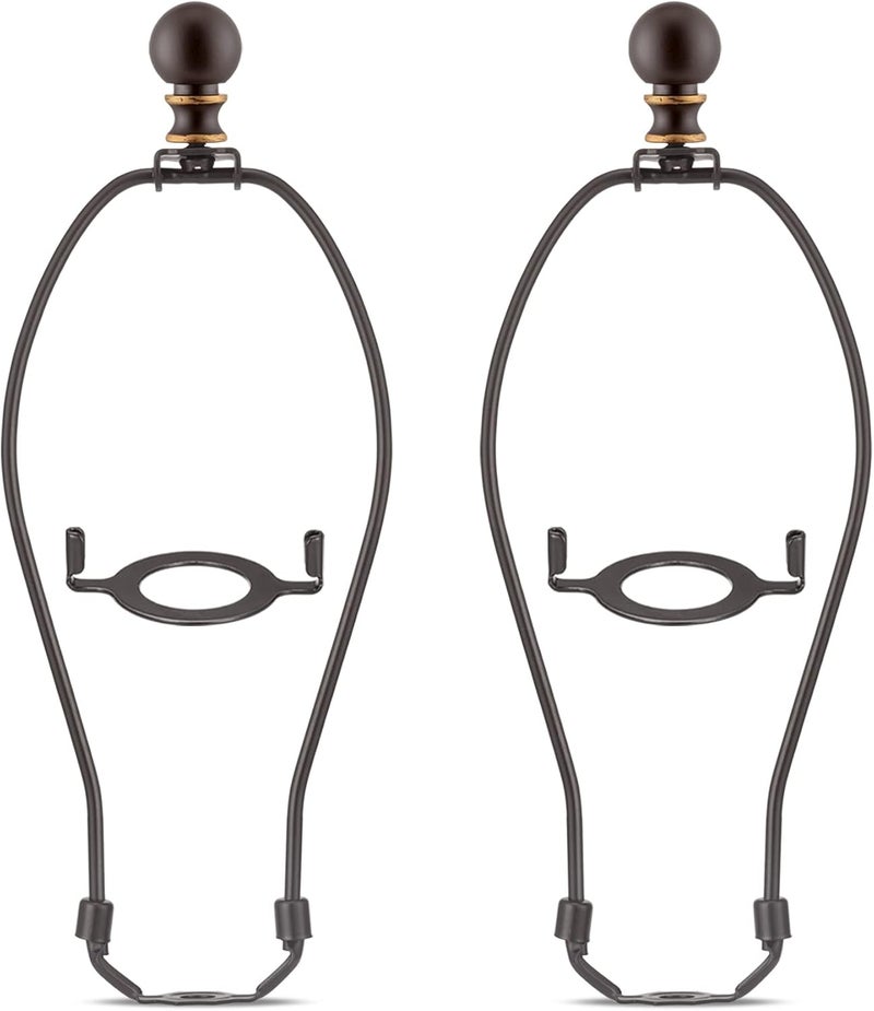 Qc Bronze Lamp Shade Holder with Finials - 10 Inch, Set of 2, Standard Saddle, E26 Adapter, Lamp Hardware and Accessories - Image 1